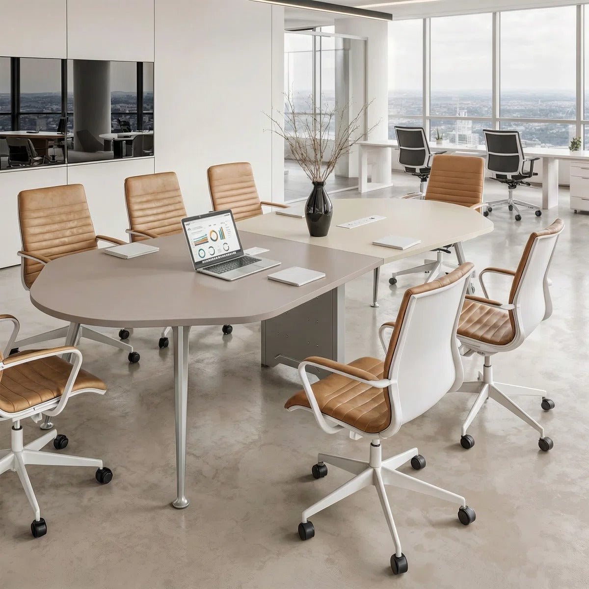 Okeysen 110" Octagonal Irregular Conference Table with 2 Outlets, 8-Sided Polygon Meeting Desk