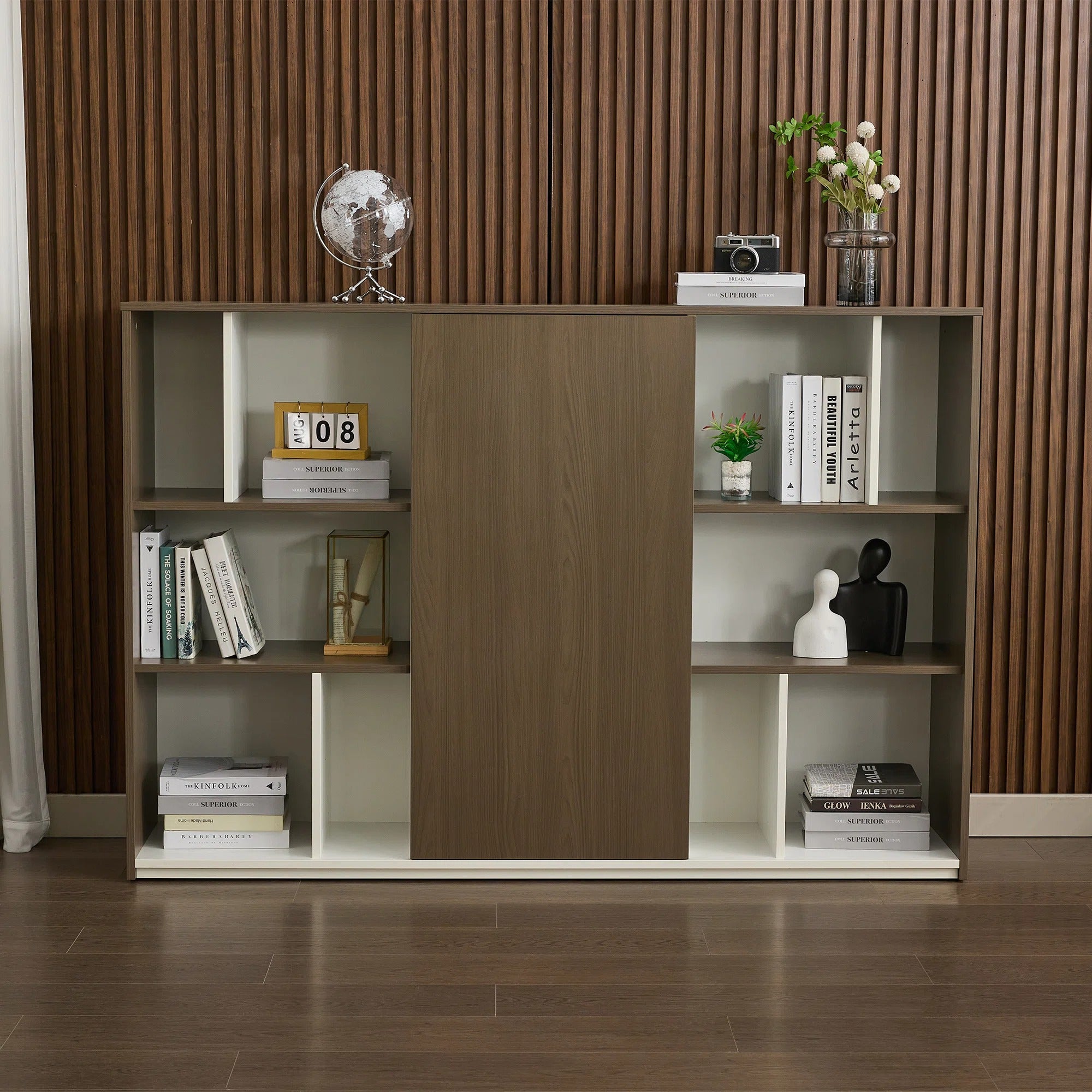 Okeysen 3-in-1 Executive Bookcase: Storage, Suit Hanging Wardrobe & Display Shelves for Office