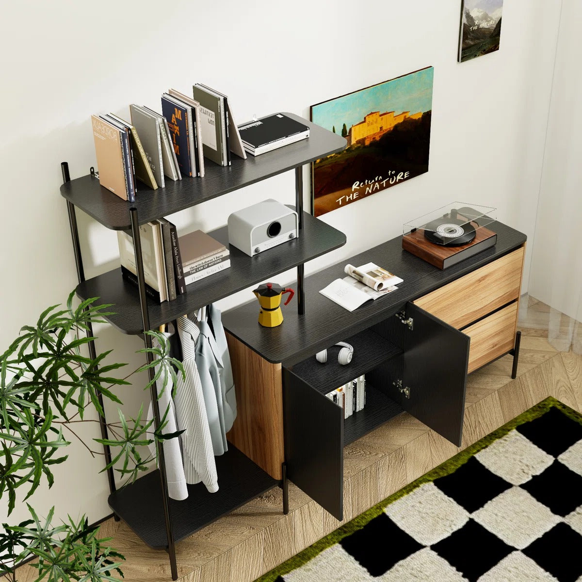 83" Office Storage Cabinet with Hanging Rod