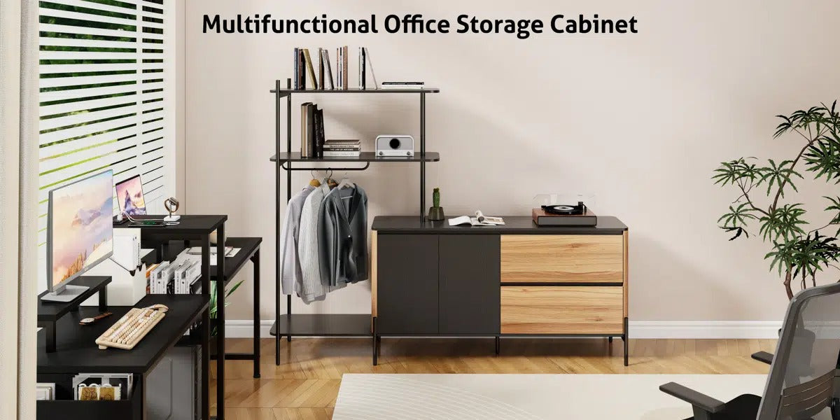 83" Office Storage Cabinet with Hanging Rod