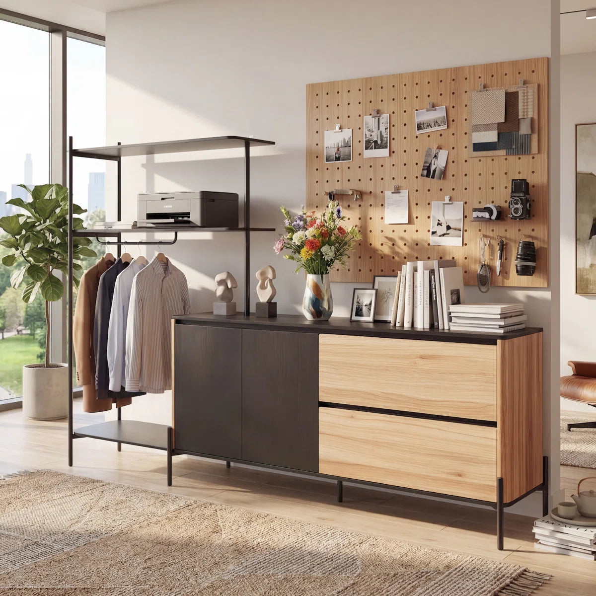 83" Office Storage Cabinet with Hanging Rod