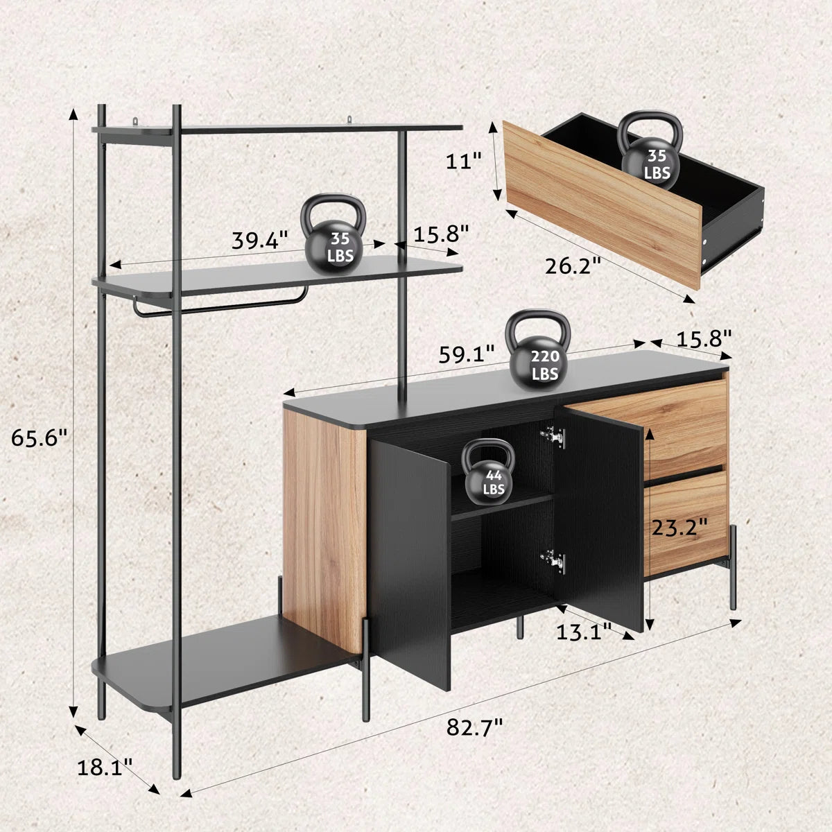 83" Office Storage Cabinet with Hanging Rod