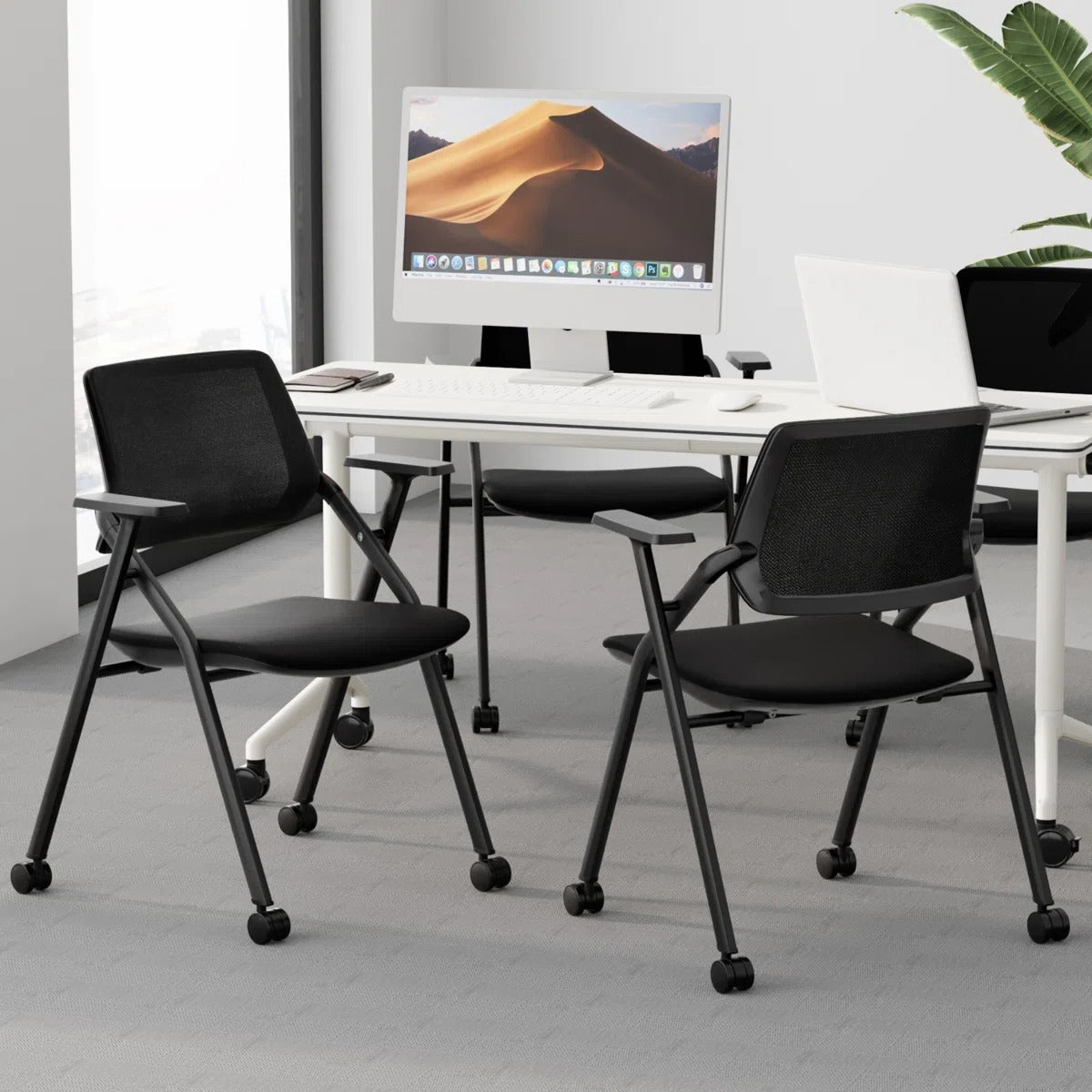 Niaja 3 Pcs Training Room Table Set 1 Flip-Top Table & 2 BIFMA-Certified Training Chairs