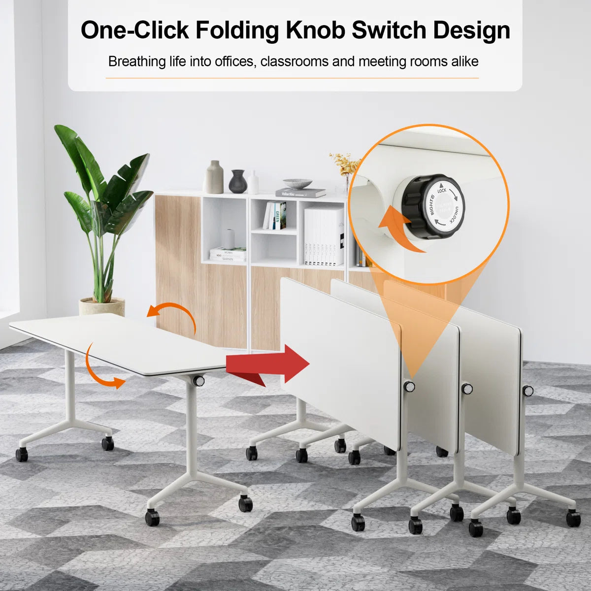Niaja 3 Pcs Training Room Table Set 1 Flip-Top Table & 2 BIFMA-Certified Training Chairs