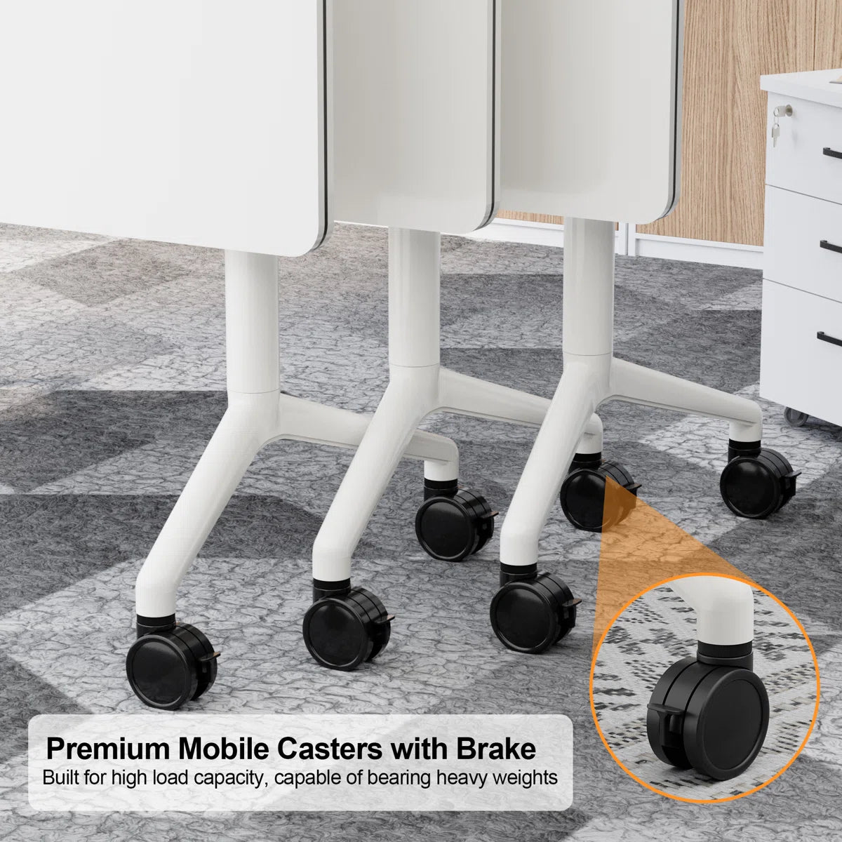 Niaja 3 Pcs Training Room Table Set 1 Flip-Top Table & 2 BIFMA-Certified Training Chairs