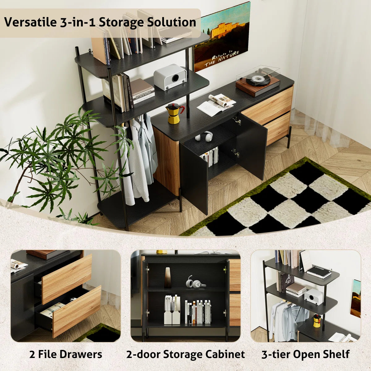 83" Office Storage Cabinet with Hanging Rod