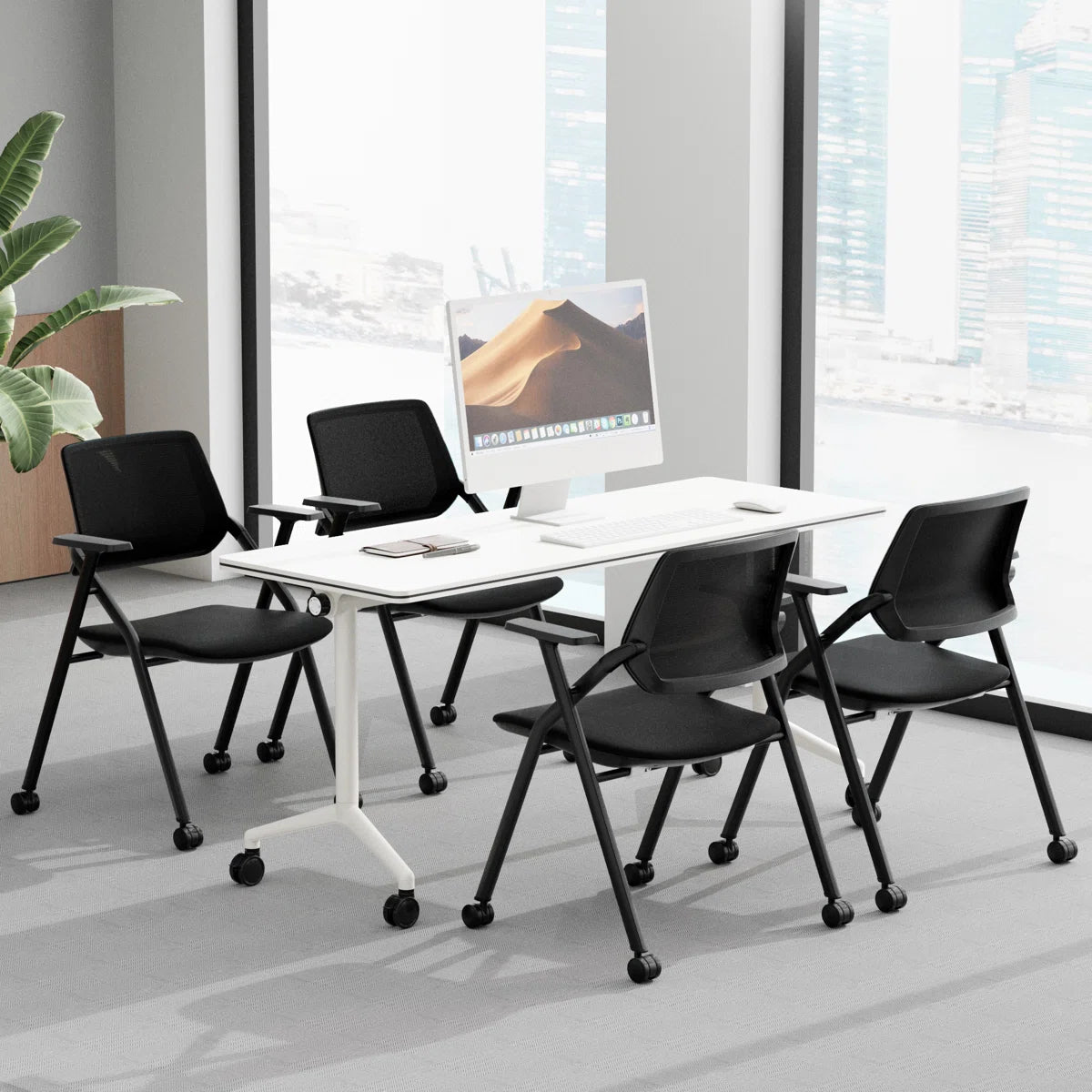 Niaja 3 Pcs Training Room Table Set 1 Flip-Top Table & 2 BIFMA-Certified Training Chairs