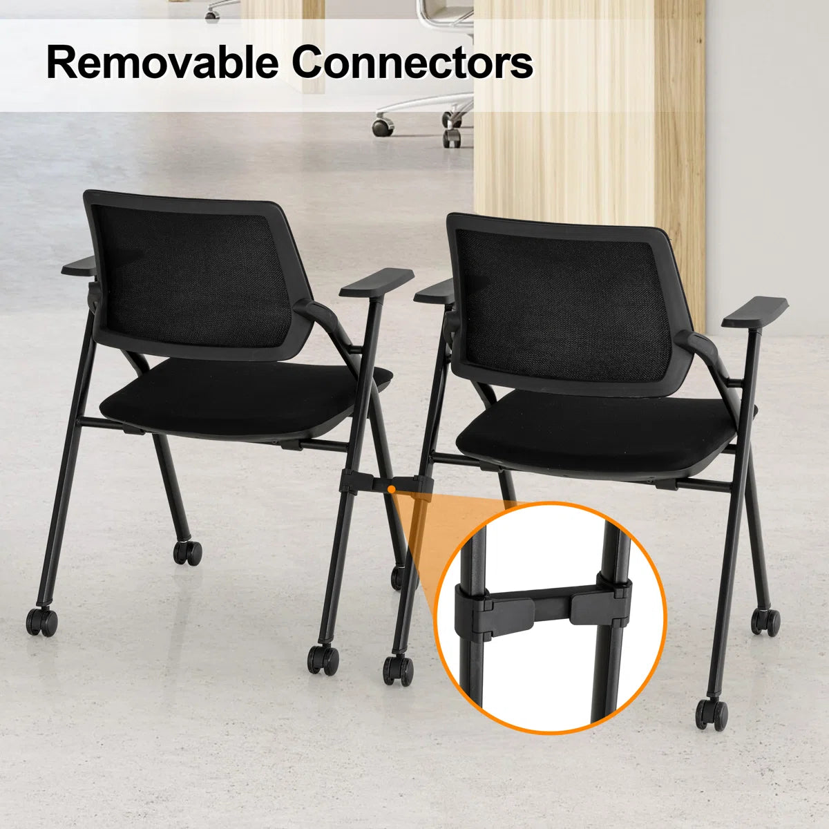 Niaja 3 Pcs Training Room Table Set 1 Flip-Top Table & 2 BIFMA-Certified Training Chairs