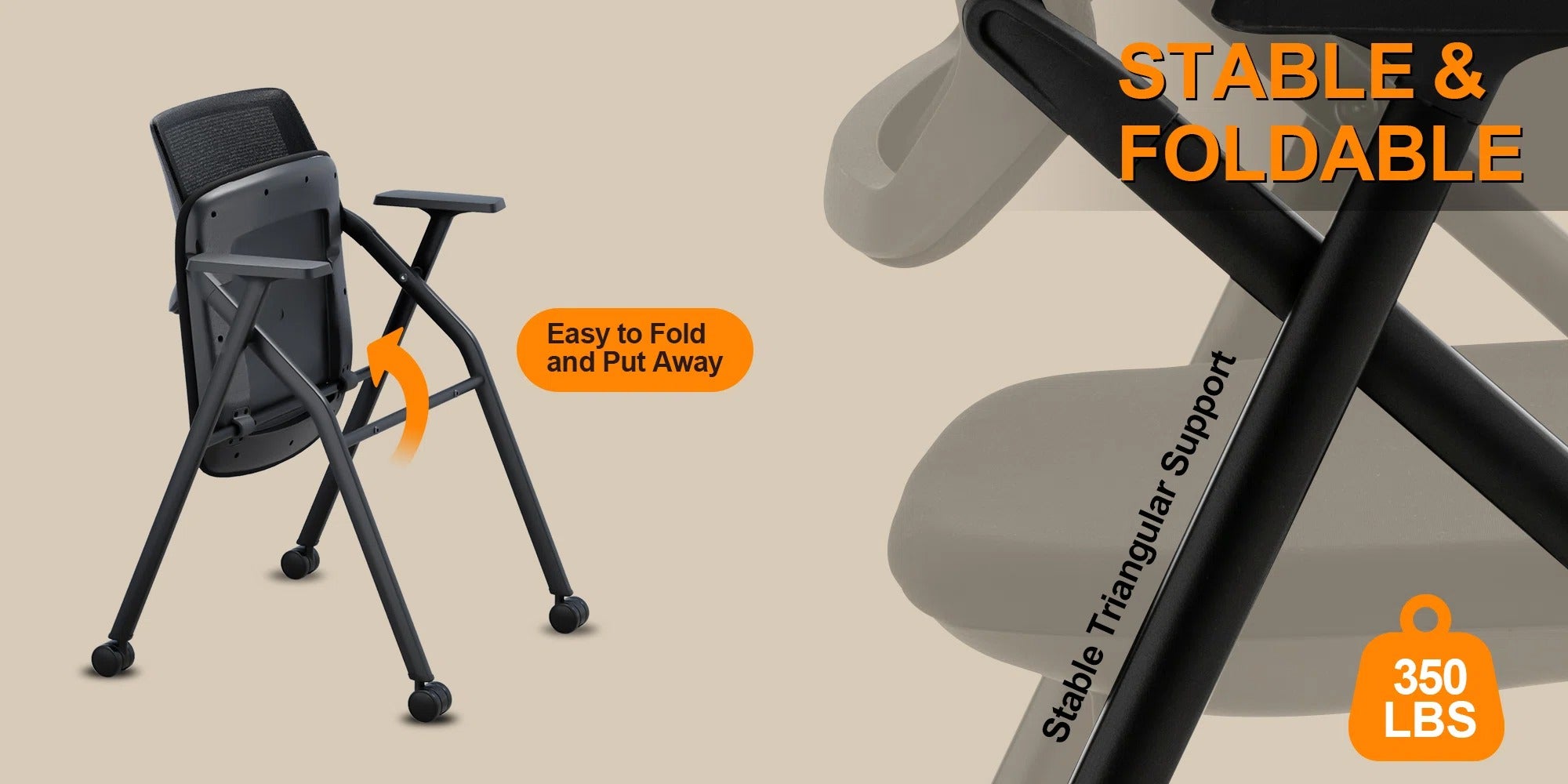 Niaja Foldable Training Chair Nesting BIFMA-Certified Chairs Stackable